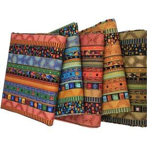 5Pcs Fat Quarters Fabric Bundles, 10 x 8 inch Colored Printing Fabrics Ethnic